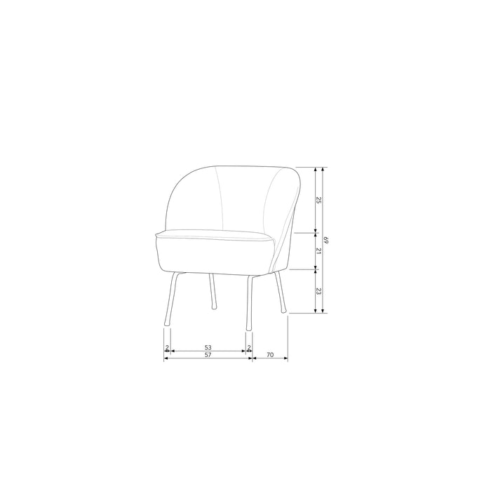 WOOOD Fauteuil Vogue - Velvet - Naturel - 69x57x70