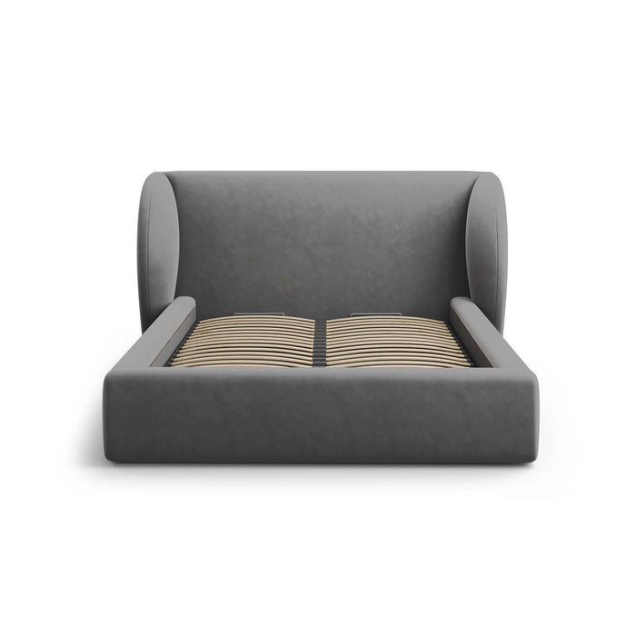 Micadoni Bedframe Miley met Opbergruimte - 160 x 200 cm - Fluweel - Grijs