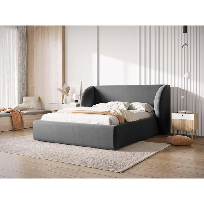 Micadoni Bedframe Miley met Opbergruimte - 160 x 200 cm - Fluweel - Grijs