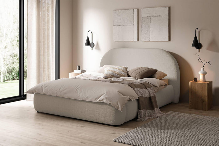 NADUVI Collection Philipa Bedframe - 160 x 200 cm - Bouclé - Beige