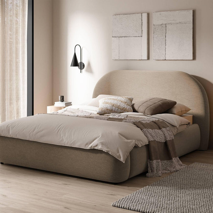 NADUVI Collection Philipa Bedframe - 180 x 200 cm - Fluweel - Lichtbeige