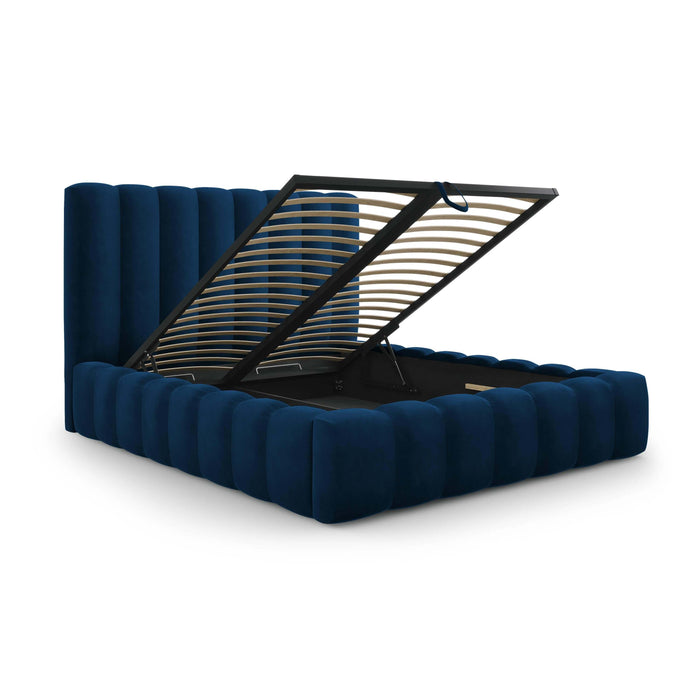 Milo Casa Bedframe Gina met Opbergruimte - 160 x 200 cm - Fluweel - Koningsblauw