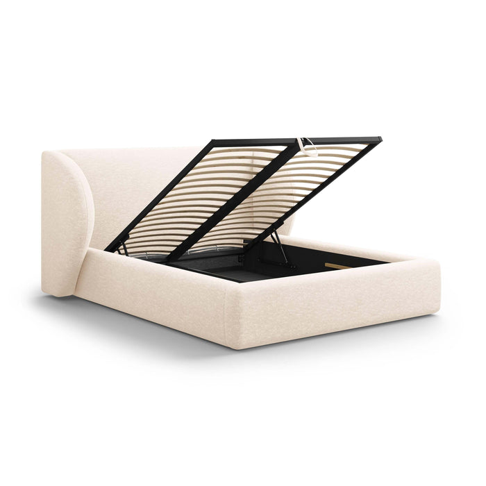 Micadoni Bedframe Miley met Opbergruimte - 200 x 200 cm - Chenille - Crème