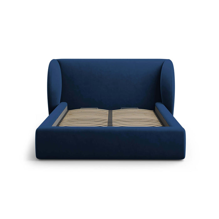 Micadoni Bedframe Miley met Opbergruimte - 200 x 200 cm - Fluweel - Koningsblauw