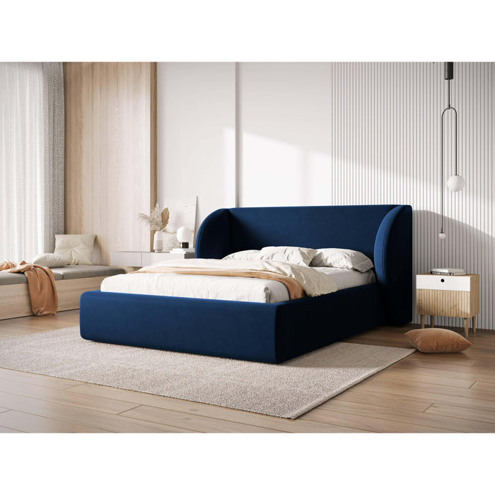 Micadoni Bedframe Miley met Opbergruimte - 200 x 200 cm - Fluweel - Koningsblauw