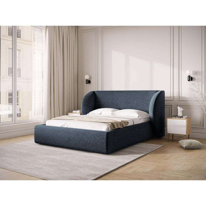 Micadoni Bedframe Miley met Opbergruimte - 200 x 200 cm - Chenille - Koningsblauw