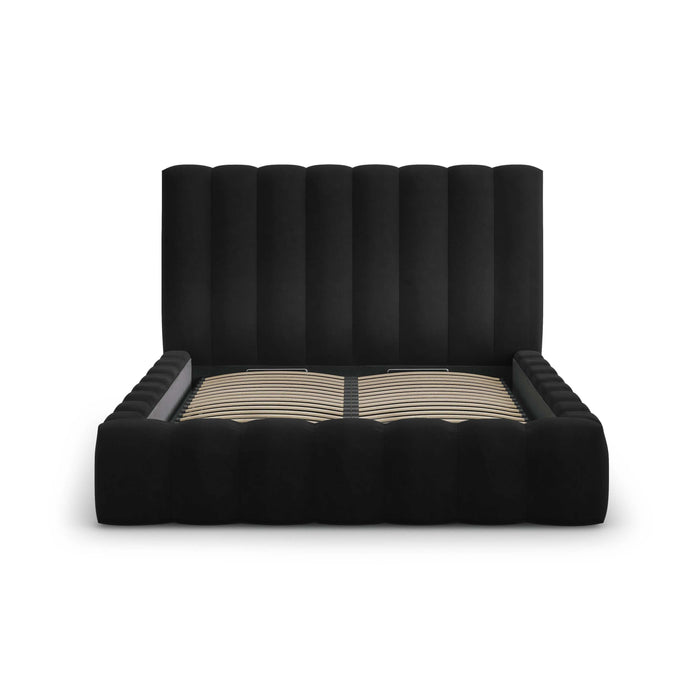 Milo Casa Bedframe Gina met Opbergruimte - 140 x 200 cm - Fluweel - Zwart