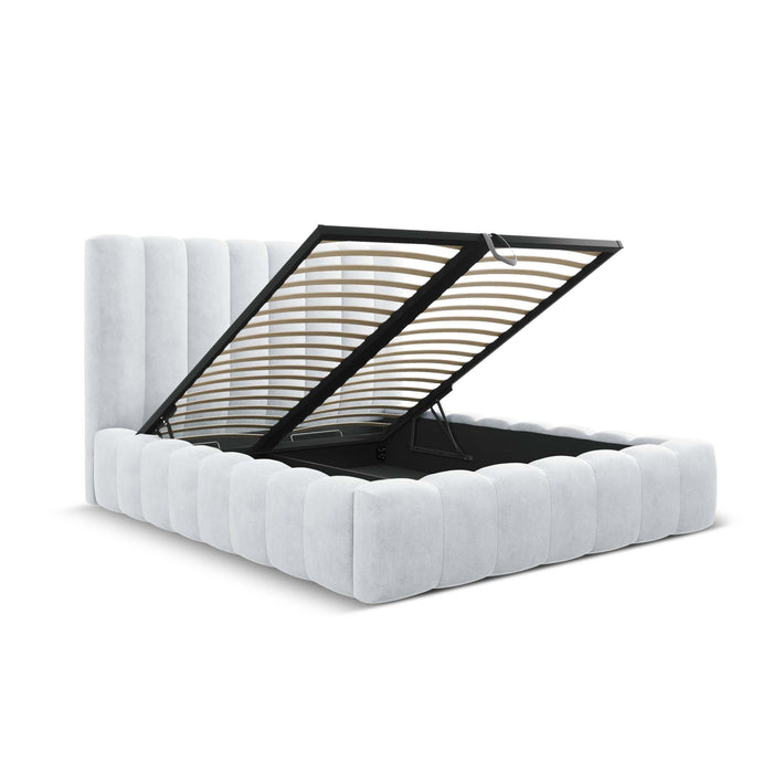 Milo Casa Bedframe Gina met Opbergruimte - 200 x 200 cm - Geweven - Lichtgrijs