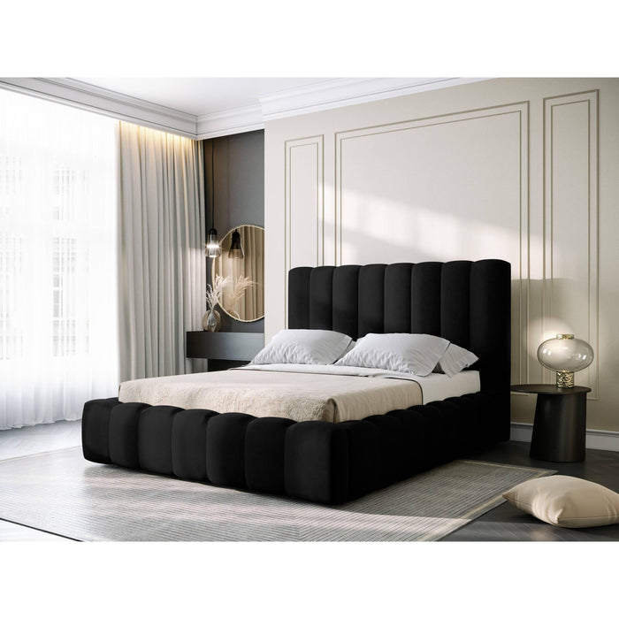 Milo Casa Bedframe Gina met Opbergruimte - 160 x 200 cm - Geweven - Zwart