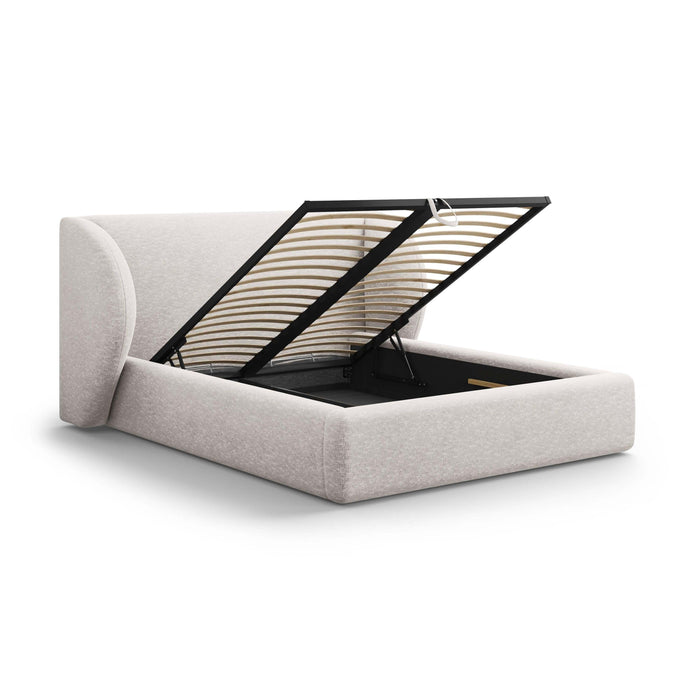 Micadoni Bedframe Miley met Opbergruimte - 140 x 200 cm - Chenille - Lichtgrijs