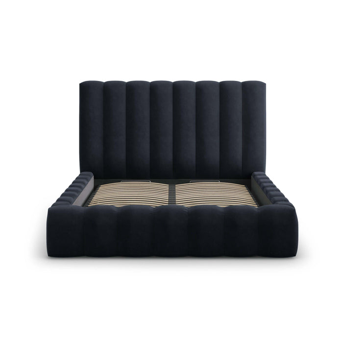 Milo Casa Bedframe Gina met Opbergruimte - 140 x 200 cm - Fluweel - Donkerblauw