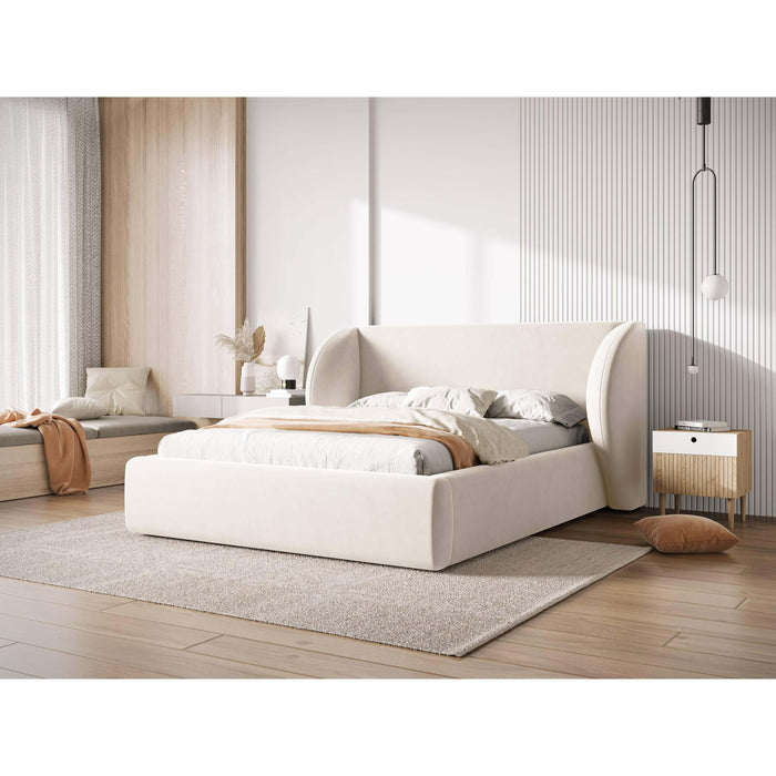 Micadoni Bedframe Miley met Opbergruimte - 180 x 200 cm - Fluweel - Crème