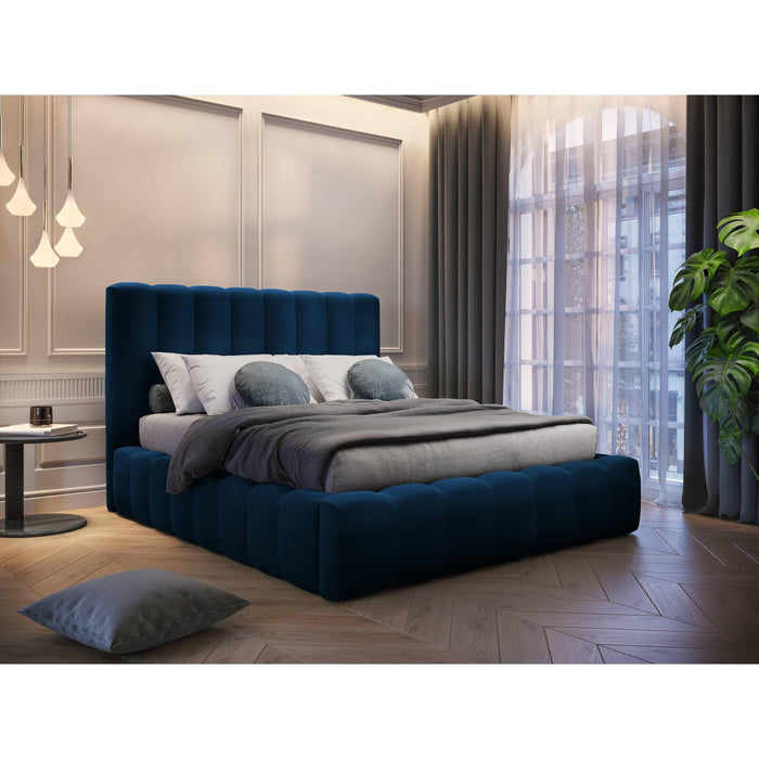 Milo Casa Bedframe Gina met Opbergruimte - 180 x 200 cm - Fluweel - Koningsblauw