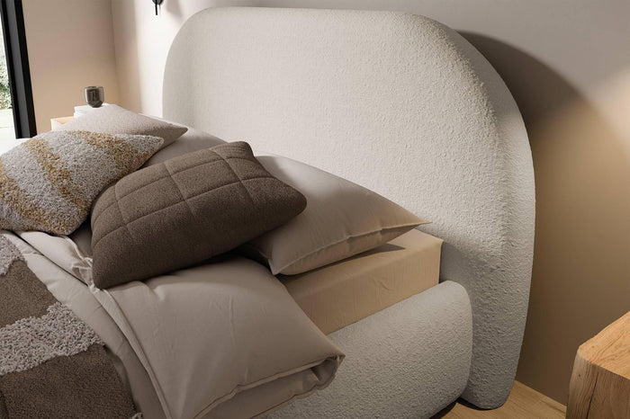 NADUVI Collection Philipa Bedframe - 140 x 200 cm - Bouclé - Beige