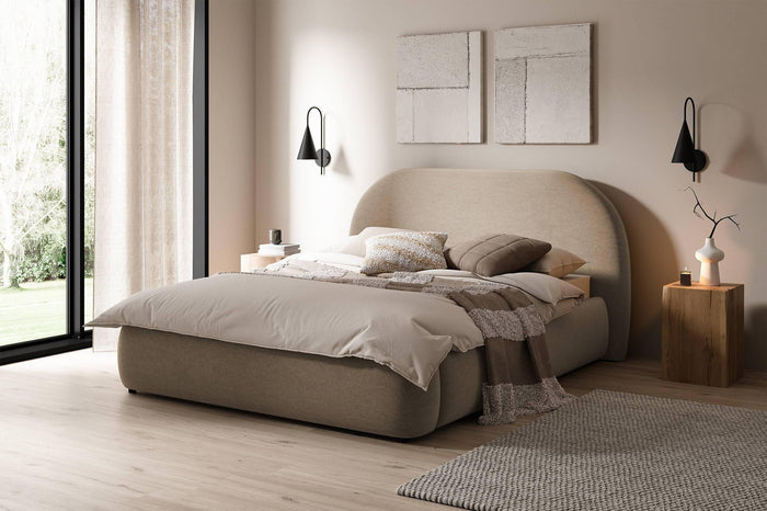 NADUVI Collection Philipa Bedframe - 160 x 200 cm - Fluweel - Lichtbeige