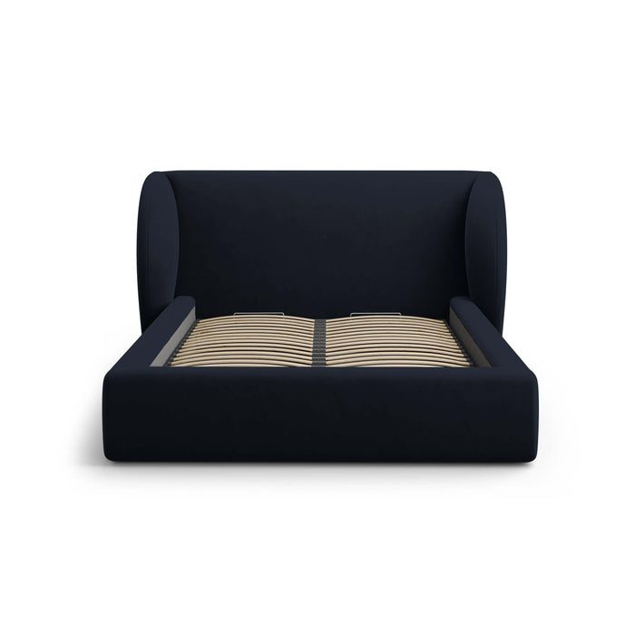 Micadoni Bedframe Miley met Opbergruimte - 200 x 200 cm - Fluweel - Donkerblauw