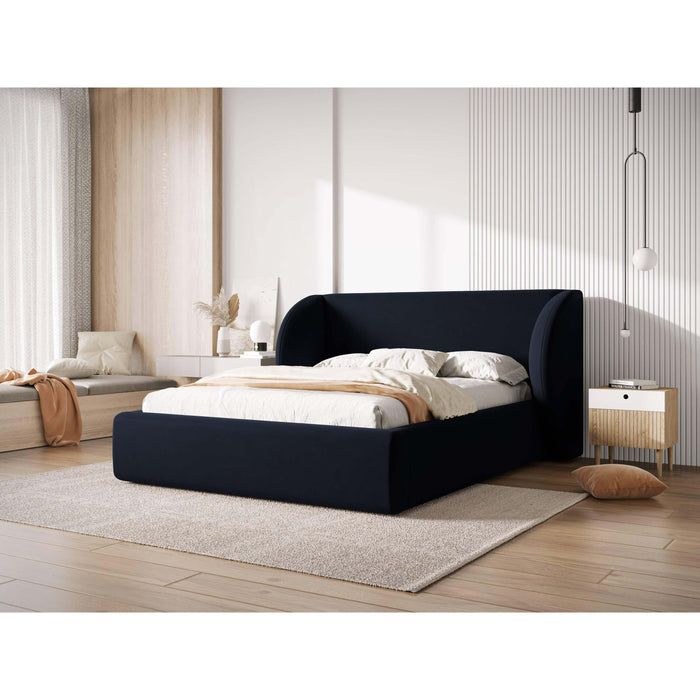 Micadoni Bedframe Miley met Opbergruimte - 200 x 200 cm - Fluweel - Donkerblauw