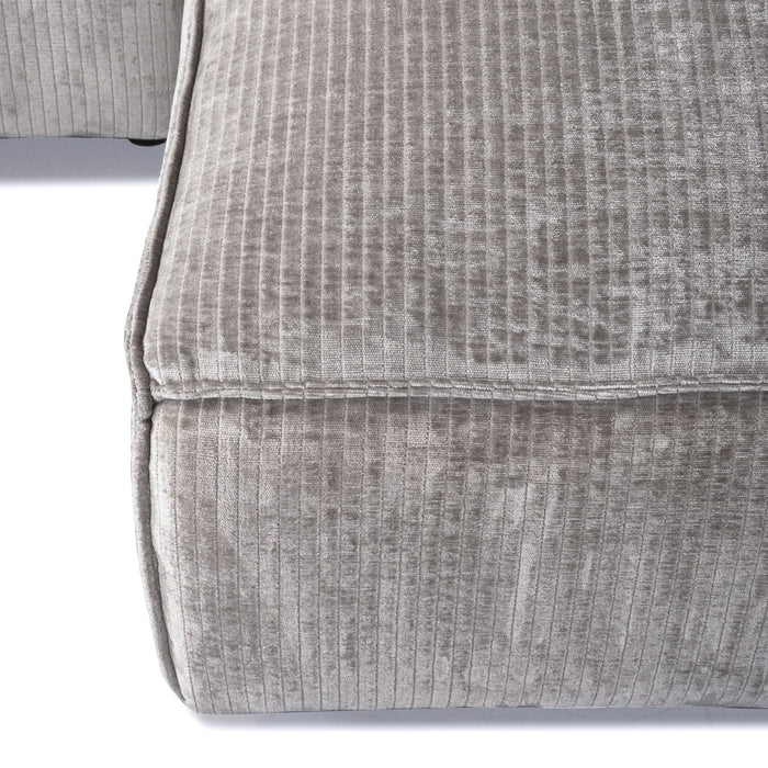by fonQ Chunky Hoekbank met Chaise Longue Rechts - Rib - Olifantengrijs