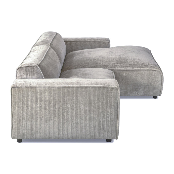 by fonQ Chunky Hoekbank met Chaise Longue Rechts - Rib - Olifantengrijs