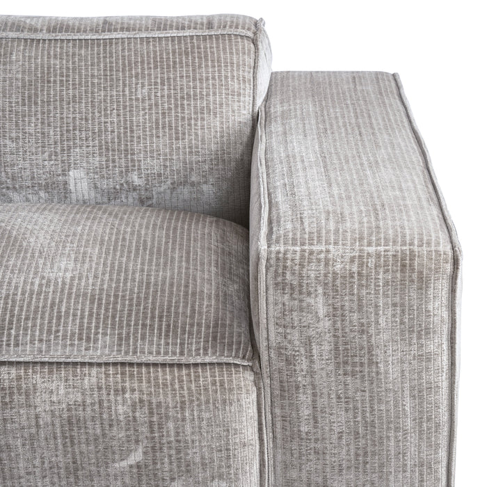 by fonQ Chunky Hoekbank met Chaise Longue Links - Rib - Olifantengrijs