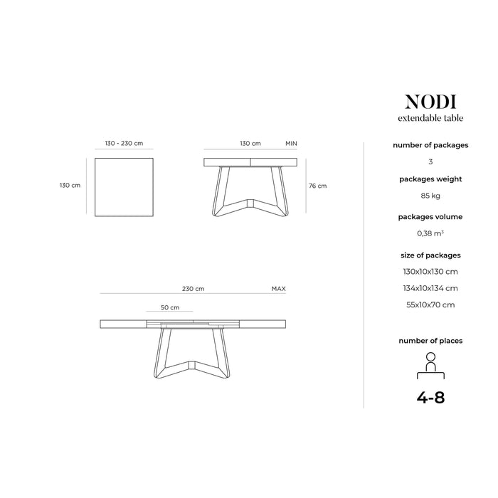 Windsor & Co Uitschuifbare eettafel Nodi