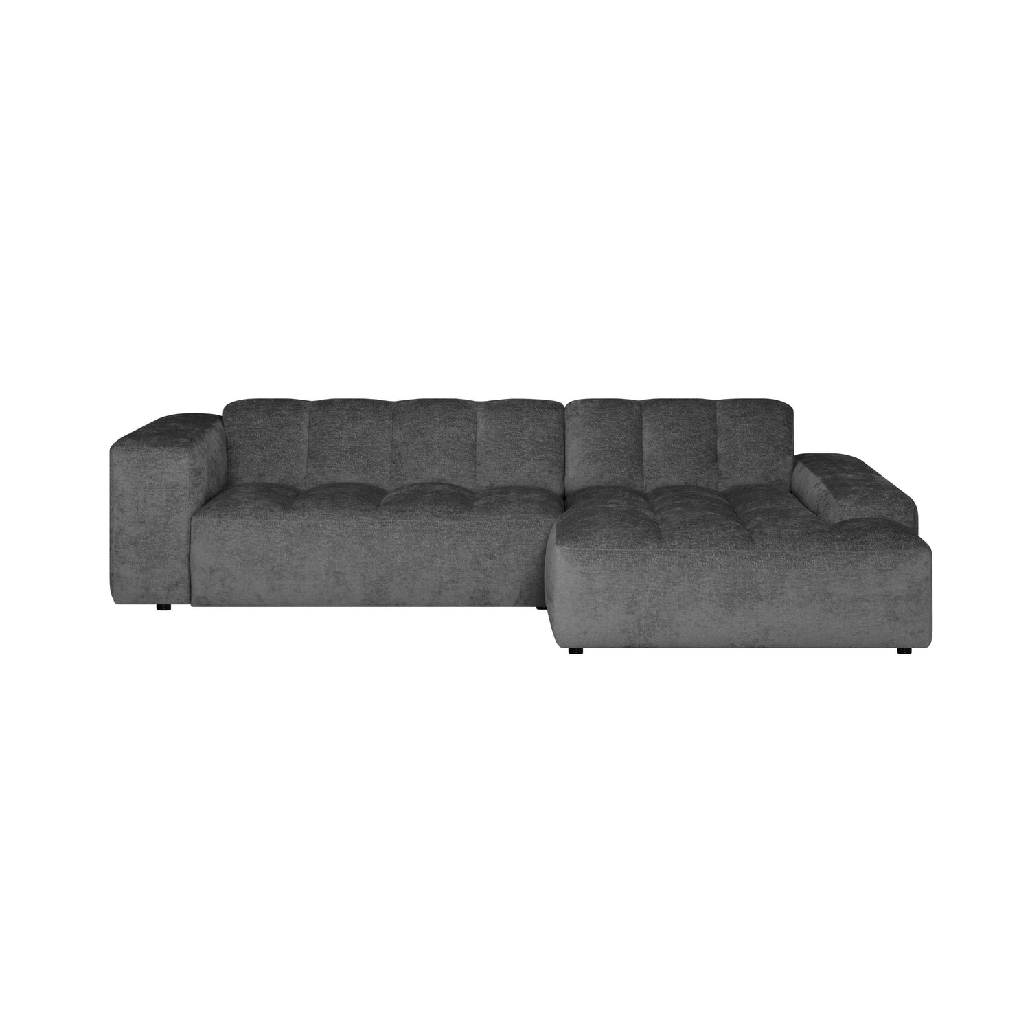 by fonQ Plume 3-zits Hoekbank met Chaise Longue Rechts - Chenille - Antraciet