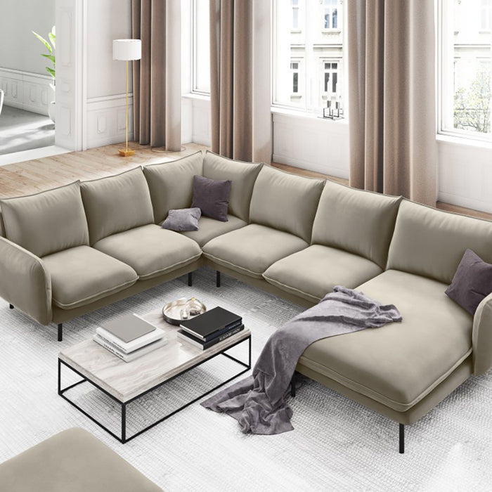 Cosmopolitan Design Vienna U-bank met Hoek Links - Velvet - Beige