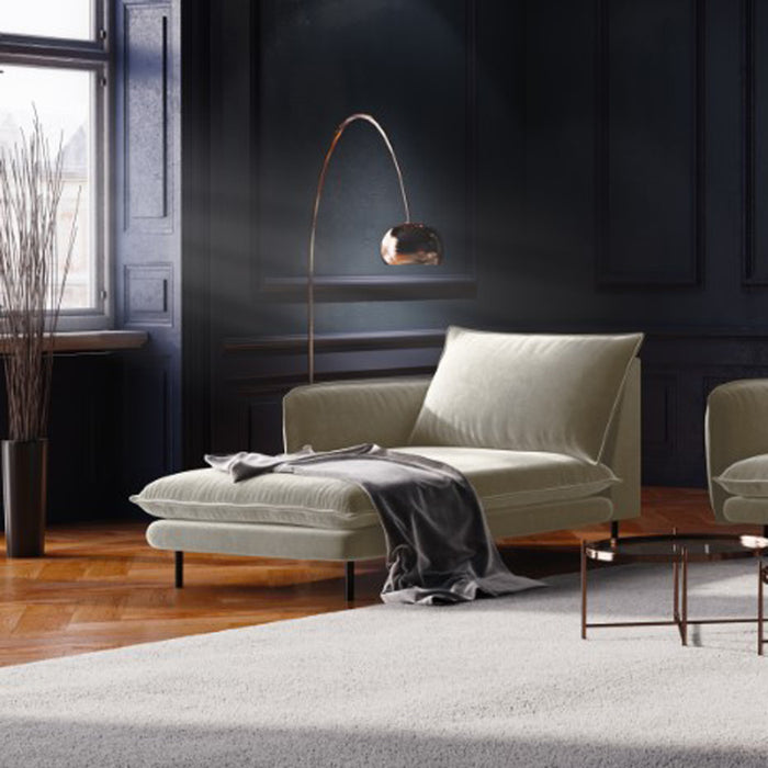 Cosmopolitan Design Vienna Chaise Longue Links - Velvet - Beige