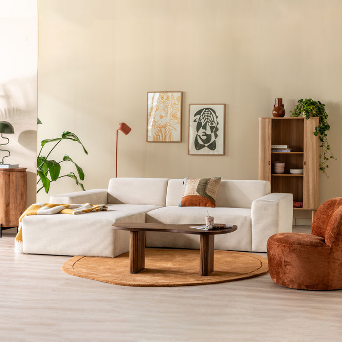 NADUVI Collection Nina Hoekbank Links - Ribstof - Crème