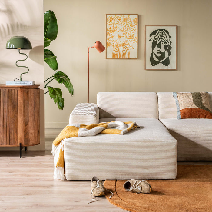 NADUVI Collection Nina Hoekbank Links - Ribstof - Crème