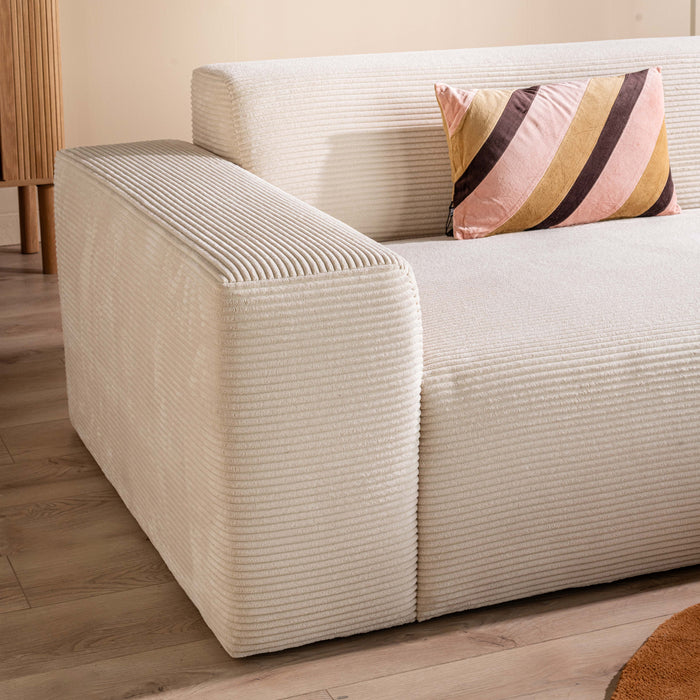 NADUVI Collection Nina Hoekbank Rechts - Ribstof - Crème