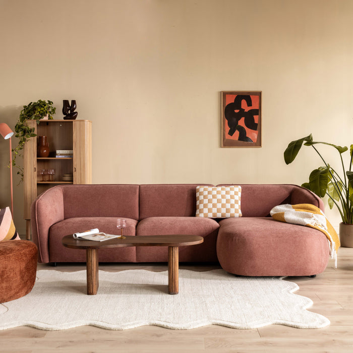 by fonQ Soft Hoekbank met Chaise Longue Rechts - Micro Chenille - Oud Roze