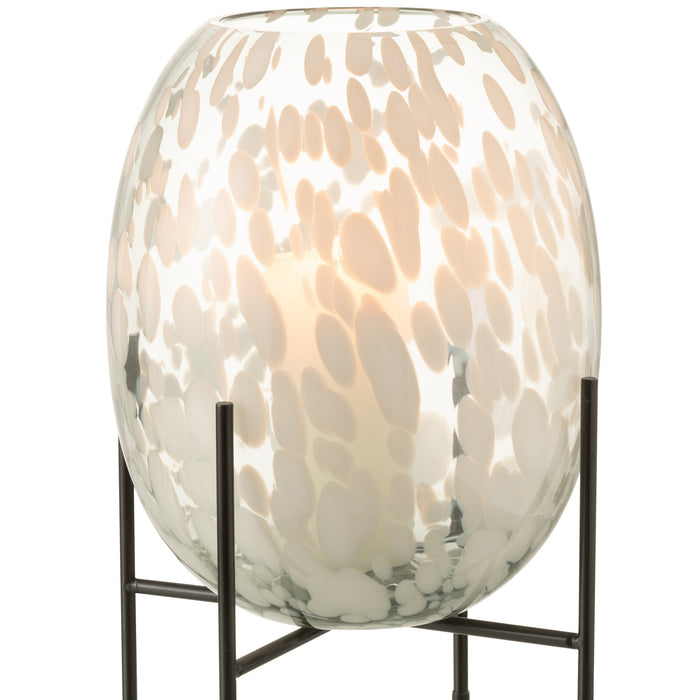 J-Line vaas Op Voet Spikkel - glas - grijs|wit - large - 37 cm hoog