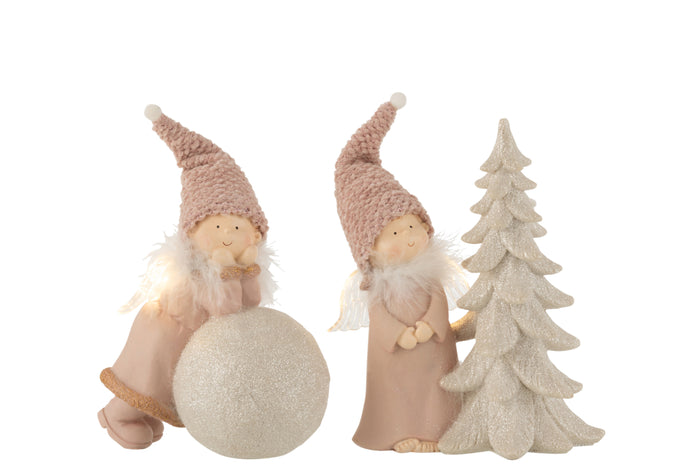 J-Line kerstfiguur Engel 3 Delig Horen|Zien|Zwijgen - polyresin - grijs