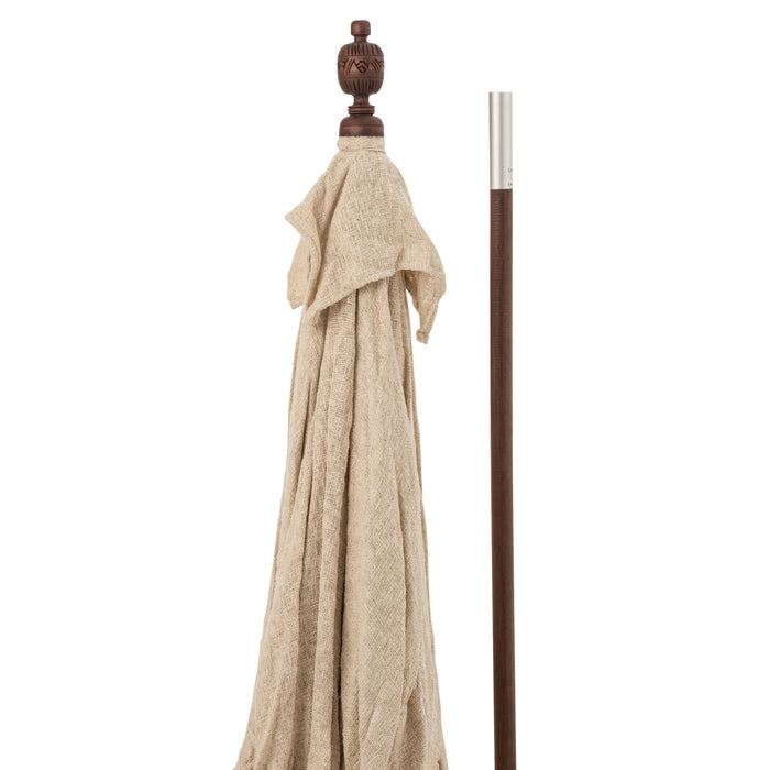 J-Line parasol Kwastjes|Schelpen - hout - beige|donkerbruin - L