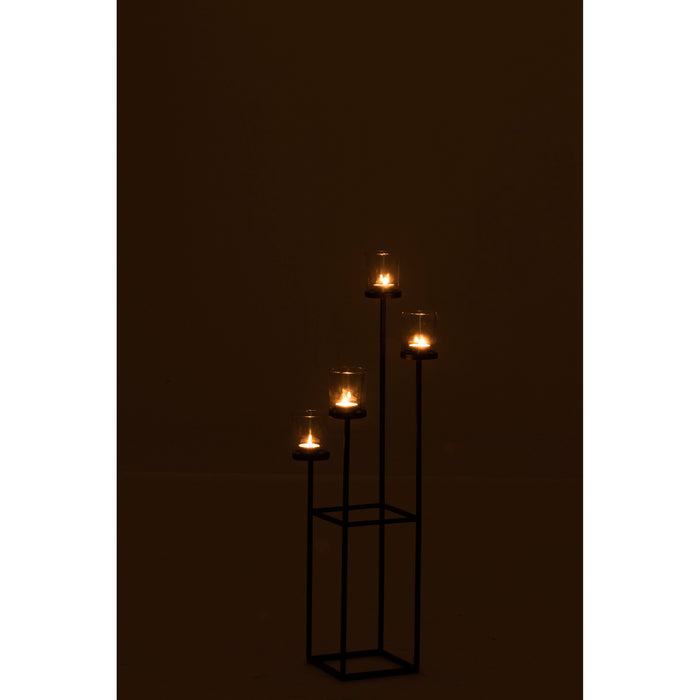 J-Line kaarshouder 4 Delen - metaal|glas - zwart