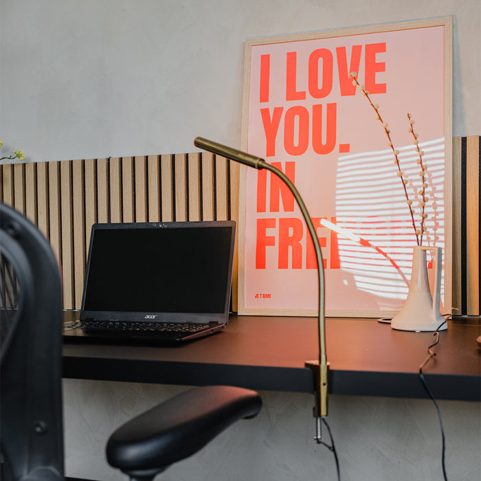 QAZQA Klem bureaulamp messing incl. LED met touch dimmer - Lionard