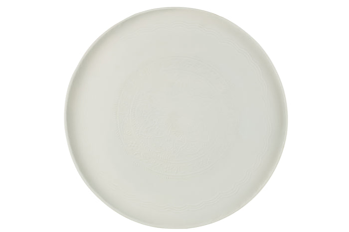 J-Line plateau Rond Klassiek - ijzer - wit - large