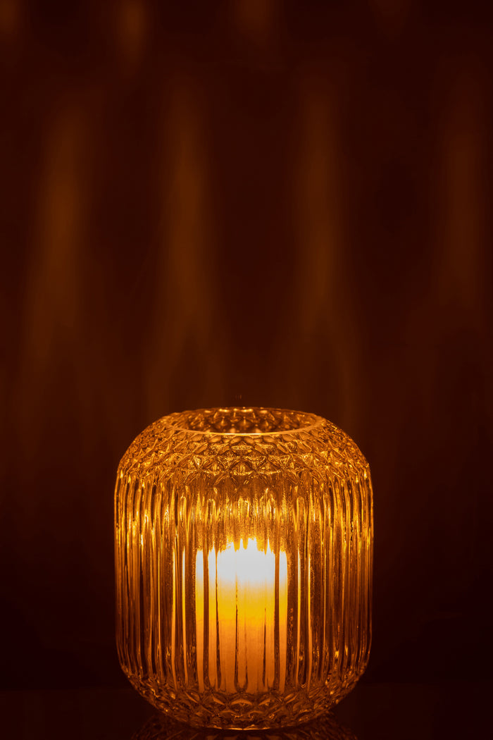 J-Line vaas Recht Geslepen - glas - geel - small - Ø 14.5 cm