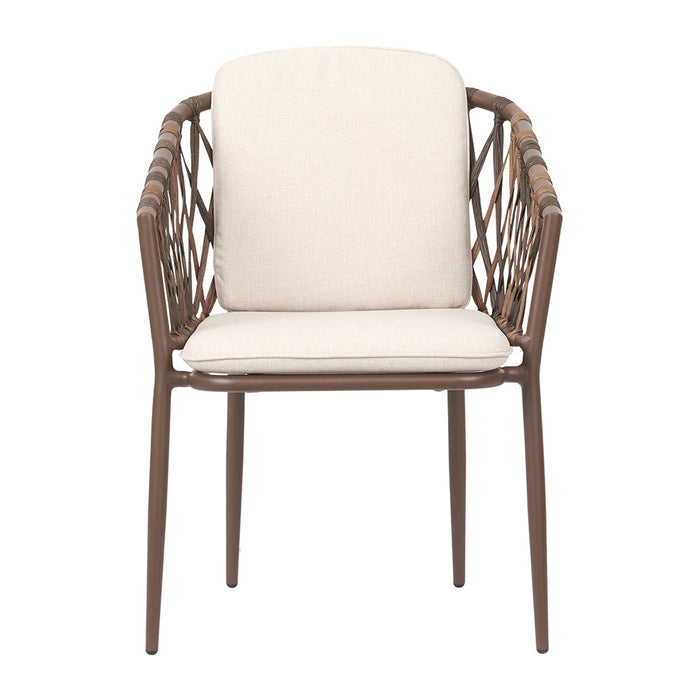 Lisomme Noor rotan tuinstoel bruin - met beige zitkussens