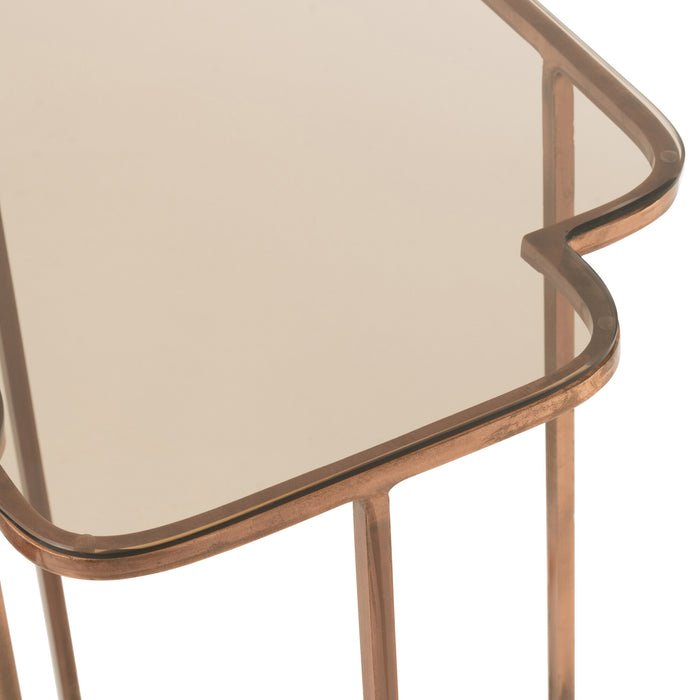 J-Line bijzettafel Ones - metaal - koper - 2 stuks