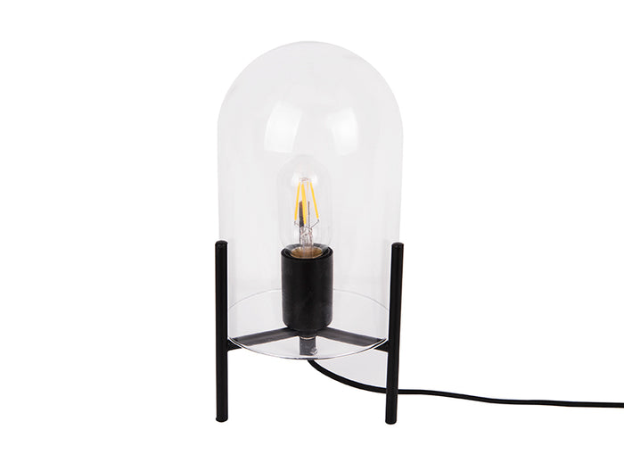 Leitmotiv - Tafellamp Glass Bell - Helder, Zwart frame - 30x16cm