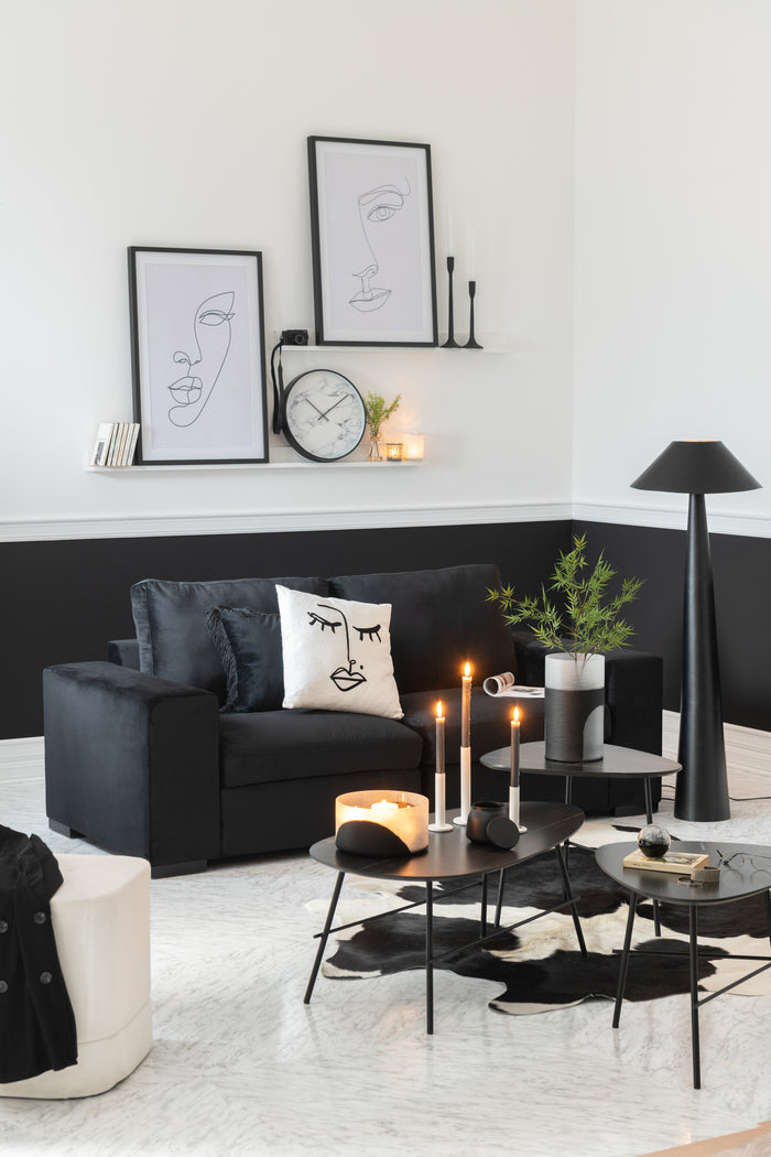 J-Line kader Abstract Gezicht - glas - wit|zwart - 2 stuks