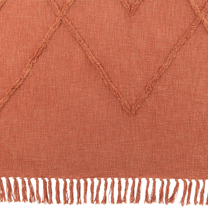 J-Line plaid Kwastjes - katoen - terracotta - 190 x 56 cm