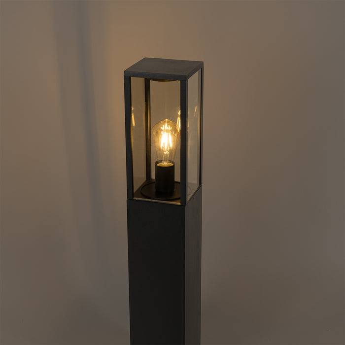 QAZQA Staande buitenlamp zwart met smoke 80 cm IP44 - Charlois