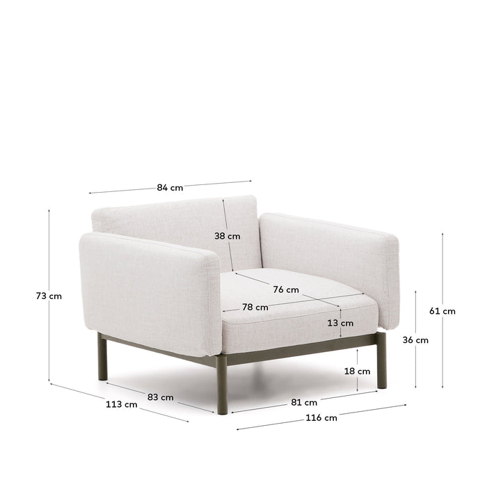 Kave Home - Sorells modulaire buitenfauteuil met beige bekleding en