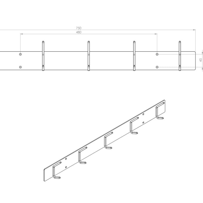 Gorillz Mystiek Five - Wandkapstok - 10 kapstok haken - Wit