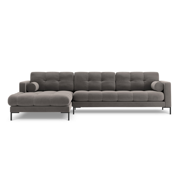 Cosmopolitan Design Bali Hoekbank met Chaise Longue Links - Lichtgrijs / Zwart