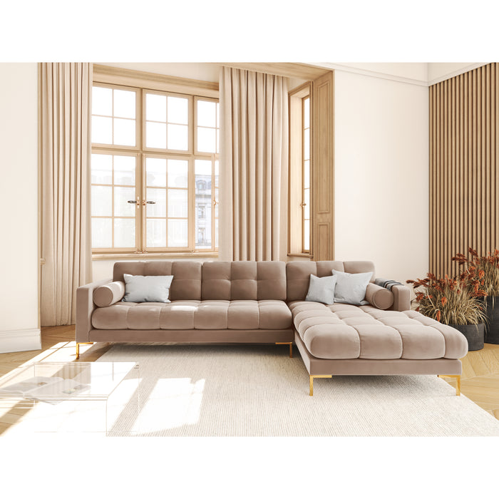 Cosmopolitan Design Bali Hoekbank met Chaise Longue Rechts - Taupe / Goud