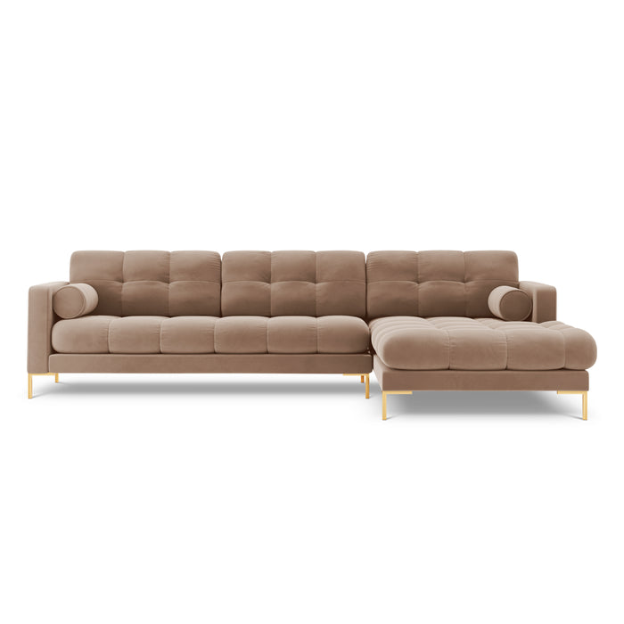 Cosmopolitan Design Bali Hoekbank met Chaise Longue Rechts - Taupe / Goud